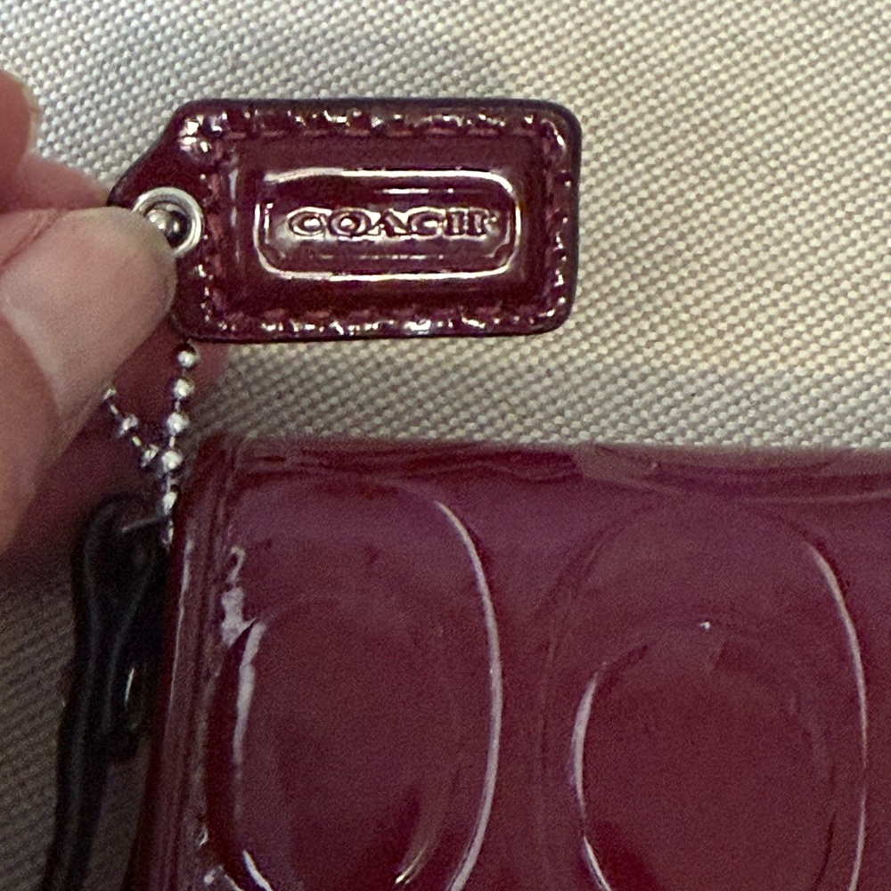 Coach Deep Red Patent Leather Wristlet